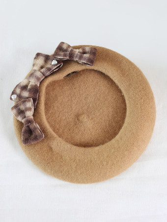 甘いロリータ帽子リボンアクセサリーチェック柄ポリエステルピンクロリータアクセサリー