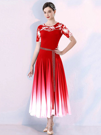 社交ダンス衣装 トゥレレッド レディース ライクラスパンデックス ドレス ダンスドレス