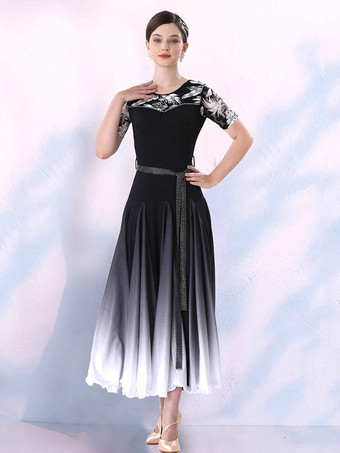 ブラック 社交ダンス衣装 トゥレレッド レディース ライクラスパンデックス ドレス ダンスドレス