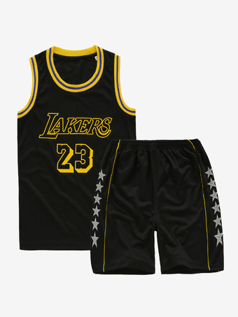 Number 23 LeBron James Men's Lakers Basketball Jersey 2 Pieces Black Short Sleeves Sportswear For Adults and Kids