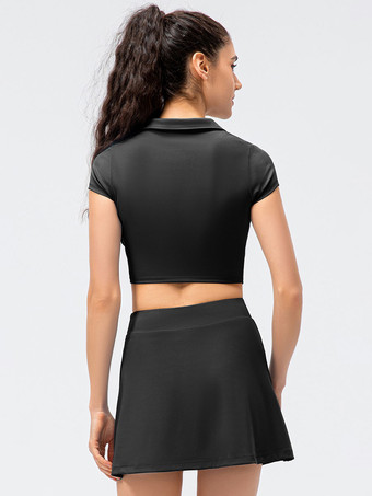 テニス スポーツ セット ターンダウンカラー 半袖 ヨガ アクティブウェア