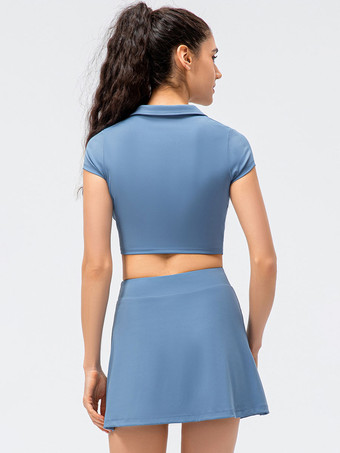 テニス スポーツ セット ターンダウンカラー 半袖 ヨガ アクティブウェア