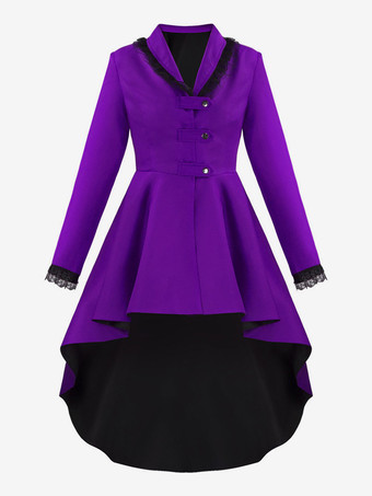 パープル レッドレトロコスチューム女性のレースポリエステルトップオーバーコートルネサンスマリーアントワネット衣装仮面舞踏会夜会服 バーガンディ