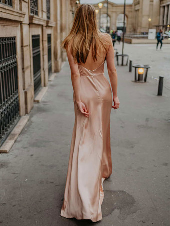 ブライドメイドドレス 弾性シルクのようなサテン Aライン スイープ ウェディングパーティードレス