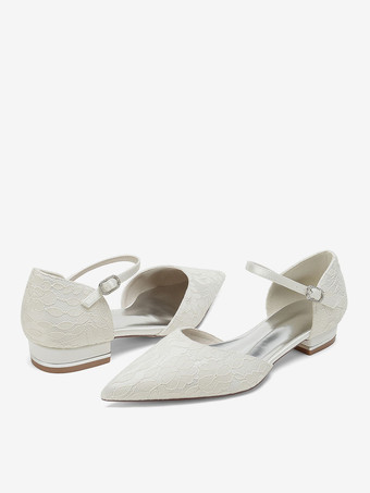 ブライダルシューズ ブライダルフラット ポインテッドトゥ 刺繍