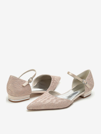 ブライダルシューズ ブライダルフラット ポインテッドトゥ 刺繍