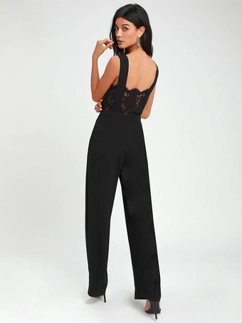 ブラック V ネック ノースリーブ ジッパー バックレス レース ワイド サマー ワンピース 衣装