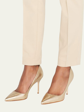 レディース ハイヒール ゴールド アーモンド トゥ スティレット ヒール ドレス パンプス