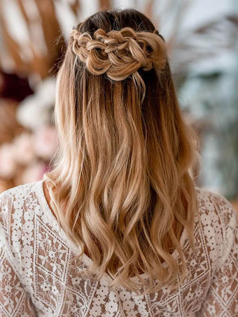 アイボリー ツーピース ウェディング ドレス レース V ネック マーメイド スイープ長袖ブライダル セット無料カスタマイズ