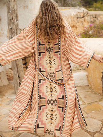 女性のためのカバーアップ アプリコット幾何学サッシュ長袖特大夏セクシーな水着