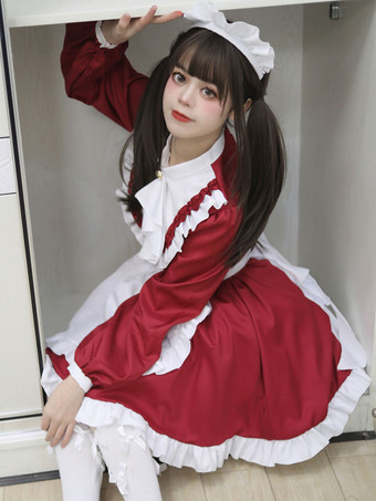 ゴスロリ ドレス フリル 長袖 可愛い メイド服