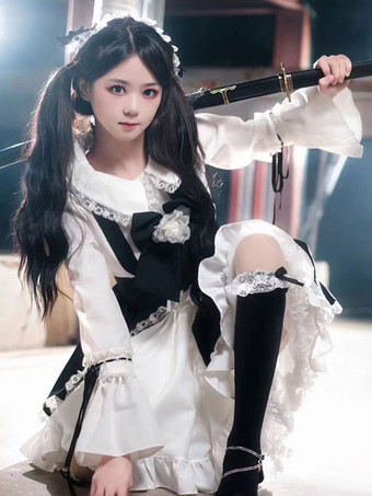 ゴスロリ ドレス 花 フリル ブラック ブラック