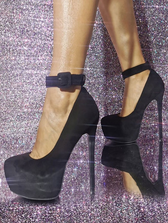 Black Women's Sexy High Heels Stiletto Heel Micro Suede Upper Pumps In