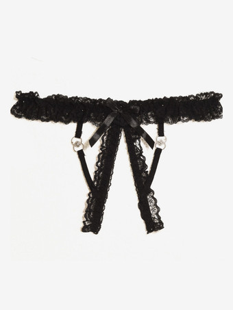 ランジェリー パンティー ブラック レース レース 屋内 クロッチレス セクシー 大人用 パンティー