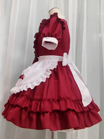 Süßes Lolita-Kleid aus Polyester mit kurzen Ärmeln