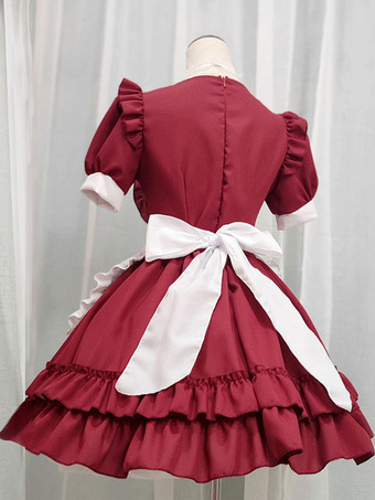 Süßes Lolita-Kleid aus Polyester mit kurzen Ärmeln