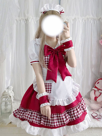 Black Sweet Lolita Dress Polyester Short Sleeves Ruffles Sweet Christmas Lolita Dress