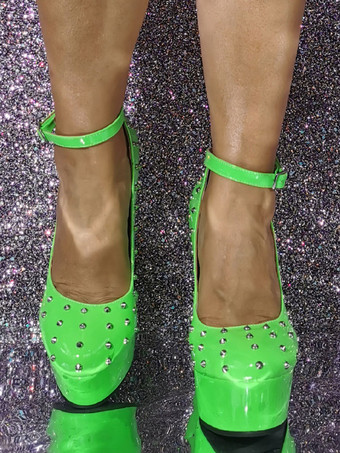 女性のセクシーな靴スリッポンファッションパテントレザーウェッジラウンドトゥ