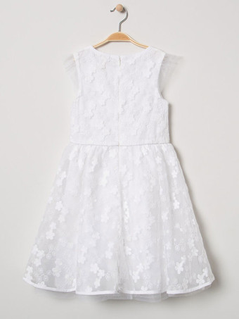 アイボリー半袖レース甘い結婚式フラワーガールドレス子供パーティードレス