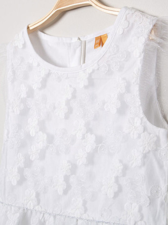 アイボリー半袖レース甘い結婚式フラワーガールドレス子供パーティードレス