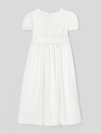 アイボリー半袖フォーマルパーティードレス結婚式かわいいフラワーガールドレス