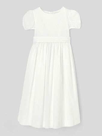 アイボリー半袖フォーマルパーティードレス結婚式かわいいフラワーガールドレス