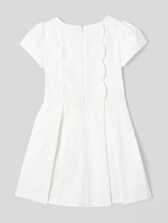 アイボリーかわいい半袖ウェディングフラワーガールドレスフォーマルパーティードレス