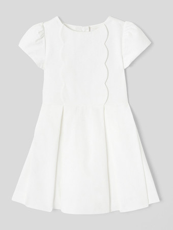 アイボリーかわいい半袖ウェディングフラワーガールドレスフォーマルパーティードレス