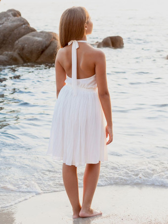 アイボリー スイート ノースリーブ ウェディング フラワー ガール ドレス キッズ ソーシャル パーティー ドレス