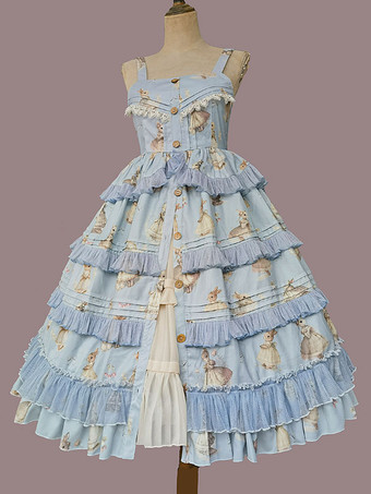 クラシック ロリータ ドレス ポリエステル ノースリーブ クラシック ロリータ ドレス ディープ ブルー