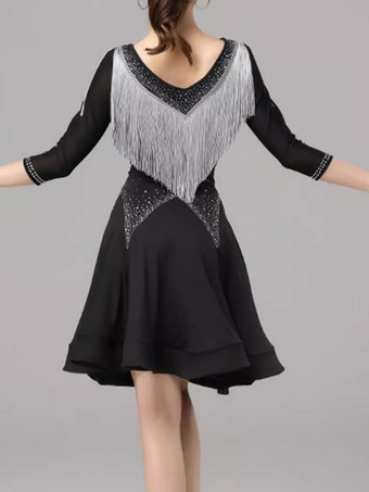 ラテンダンスドレス ロイヤルブルー レディース ライクラスパンデックス ドレス エレガント フリンジ ラテンダンサー ダンスウェア