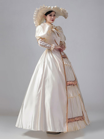 ダークネイビーレトロコスチュームフリルポリエステルドレスマリーアントワネット衣装女性のロイヤルチュニックヴィンテージ服