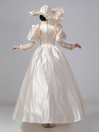 ダークネイビーレトロコスチュームフリルポリエステルドレスマリーアントワネット衣装女性のロイヤルチュニックヴィンテージ服