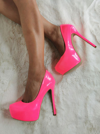 ローズレッド女性のセクシーなハイヒール スティレットヒール パテント PU アッパー パンプス