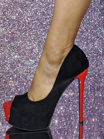 スエード プラットフォーム パンプス ブルー ラウンド トゥ セクシー ハイヒール