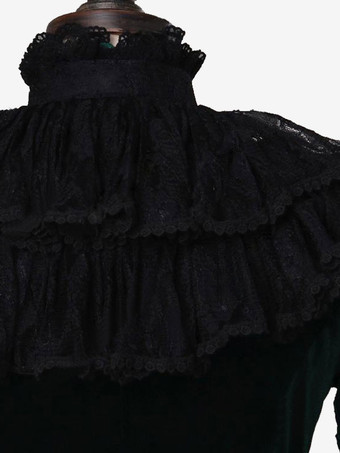 ダークグリーンのレトロチューダーシャツコスチューム、リボン付きレディースロイヤルトップ、マリーアントワネットコスチューム、パーティープロムブラウス