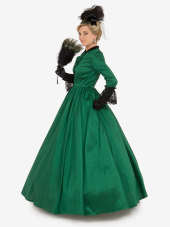 グリーン レトロ コスチューム 女性用 レース ポリエステル チュニック ドレス ロイヤル マリー アントワネット コスチューム 18世紀 コスチューム