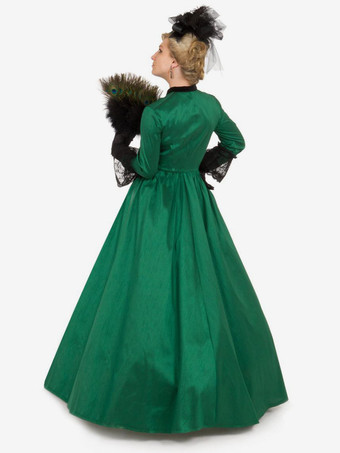 グリーン レトロ コスチューム 女性用 レース ポリエステル チュニック ドレス ロイヤル マリー アントワネット コスチューム 18世紀 コスチューム