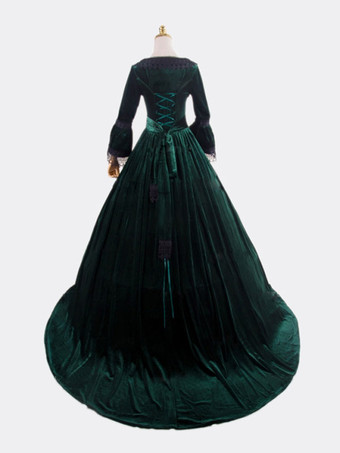 ディープブルーレトロコスチュームレースポリエステルマリーアントワネット衣装ドレス女性のレトロチュニックヴィンテージ服