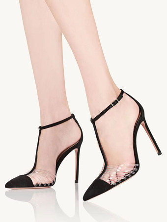 レディース ヒール サンダル ポインテッドトゥ サンダル スティレットヒール PU レザー