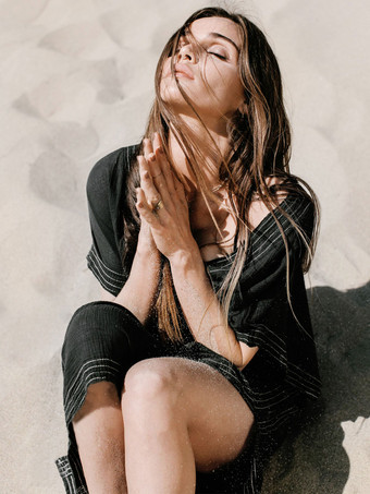 女性カバーアップ ブラック スプリット フロント V ネック ハーフスリーブ ロースリット 夏セクシーな水着