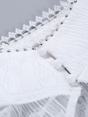 スチームパンク ロリータ カバーアップ ホワイト フリル レース トップ レース ポリエステル ロリータ アウター