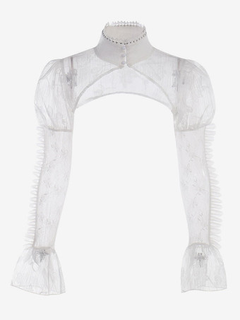 スチームパンク ロリータ カバーアップ ホワイト フリル レース トップ レース ポリエステル ロリータ アウター