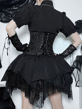 ブラック ゴシック パンク シャツ 半袖 ロリータ シャツ