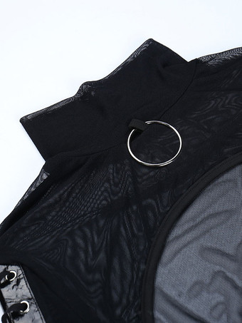 ゴスロリ カバーアップ ブラック グロメット レースアップ トップ ポリエステル ロリータ アウター