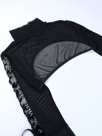 ゴスロリ カバーアップ ブラック グロメット レースアップ トップ ポリエステル ロリータ アウター