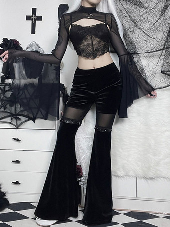 ゴスロリ カバーアップ ブラック グロメット レースアップ トップ ポリエステル ロリータ アウター