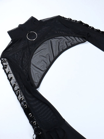 ゴスロリ カバーアップ ブラック グロメット レースアップ トップ ポリエステル ロリータ アウター