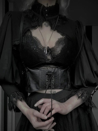 ゴスロリ カバーアップ ブラック フリル トップ レース ポリエステル カバーアップ ロリータ アウター