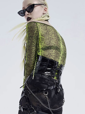   ゴスロリ ドレス パイソン プリント グリーン ブラック